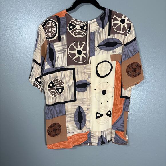 Graham & Gunn Women's Vintage Boho Tribal 100% Silk Blouse - Size 6 - 1990's Top - Picture 6 of 6